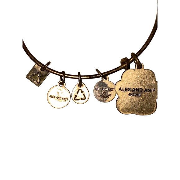 Alex & Ani Charity By Design Energy Bangle With Paw Print Charms In Antique Gold - Picture 2 of 3